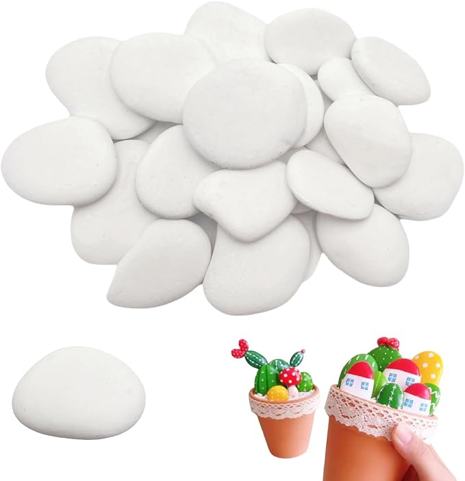 18PCS White Painting Rocks, Small Rocks by Meilala