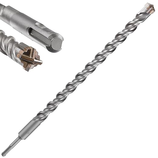 Extra Long Hammer Drill Bit - 1pcs 1" X 18"-16" Cross-Type Double Thread Carbide for Concrete, Brick, Stone, Cement Walls