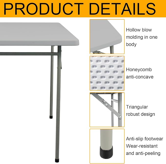 Folding Table 3ft Rectangular All-Occasion Plastic Folding Event Table - Image 4