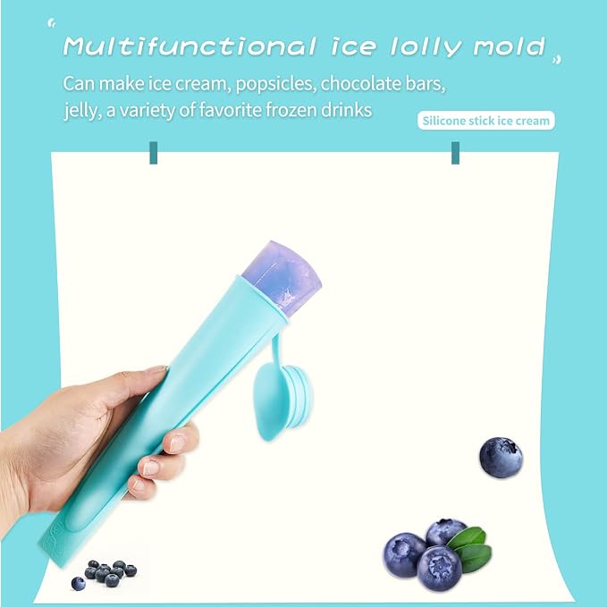 6Pcs Silicone Popsicle Molds w/Lids, Reusable Ice Pop Tubes - Image 3