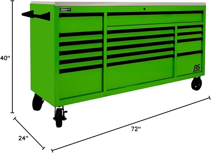 Homak 72” Roller Cabinet w/Stainless Steel Top RS Pro Workstation (Monster Green)