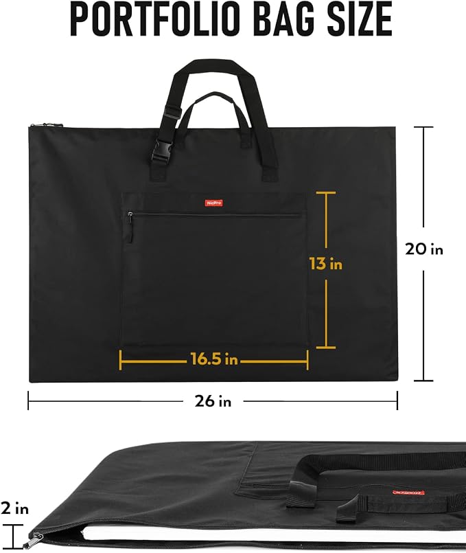 Nicpro Light Weight Art Portfolio Bag, 20 x 26 Inches Waterproof Art Portfolio - Image 2