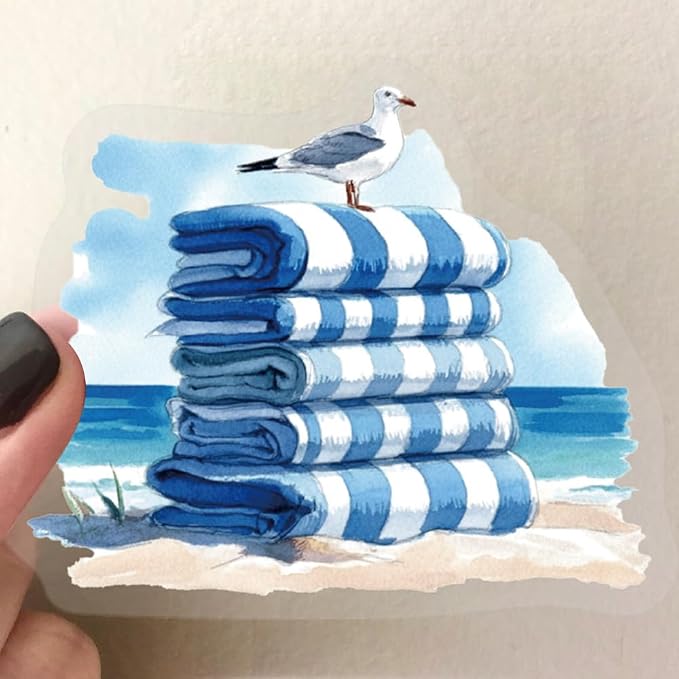 50PCS Transparent Blue Beach Stickers Aesthetic PET Stickers Blue Ocean Decal - Image 6