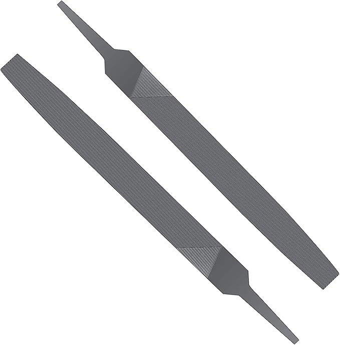 2P 6-inch Flat Medium Cut File Double Cut Teeth High Carbon Steel Hand File Single Cut Hardened Without Handle Ideal for Wood, Metal, Plastic