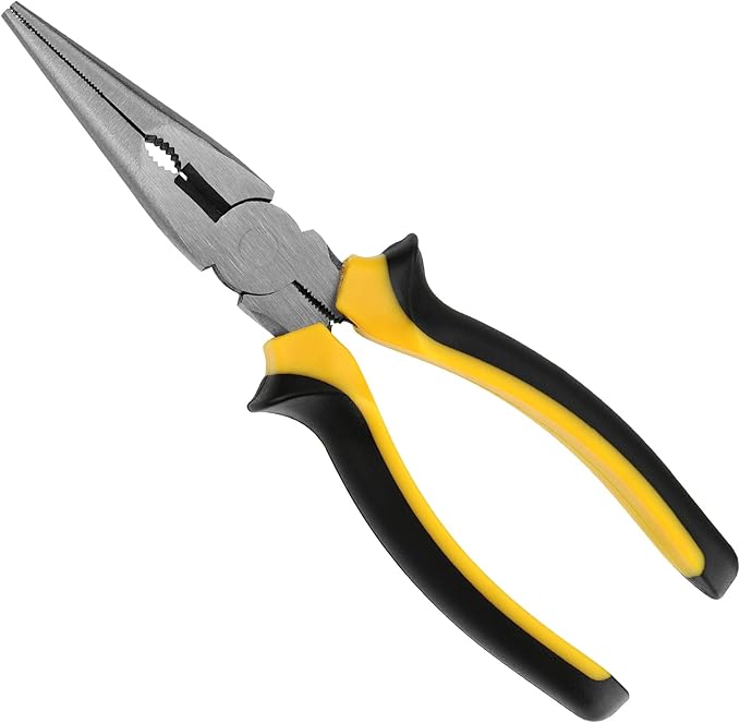 SINJEUN 10 Pack 8 Inch Needle Nose Pliers, Long Needle Nose Pliers with Wire Cutter, Insulated Handle Side Cutting for Cutting and Bending Wire