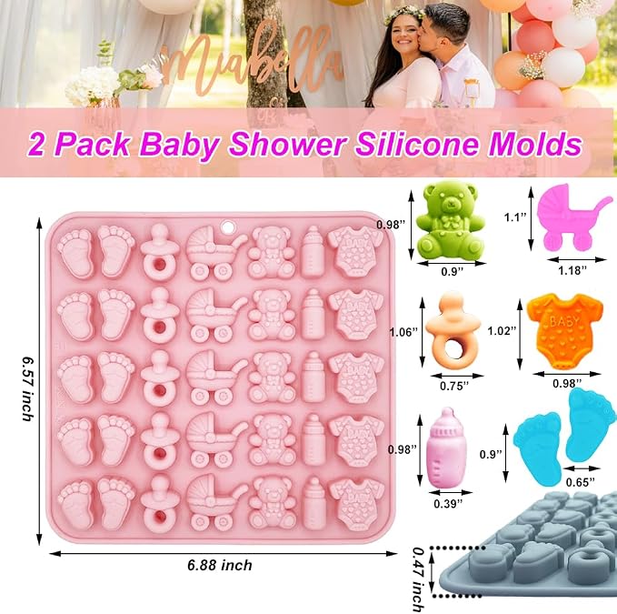 2 Pack Baby Shower Molds Silicone, 35 Cavity Baby Feet Molds - Image 2