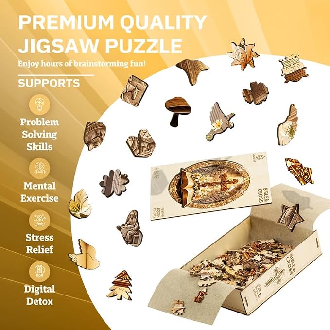 Jigfoxy Wooden Puzzles for Adults, Bible & Cross Jigsaw Puzzle - Image 4