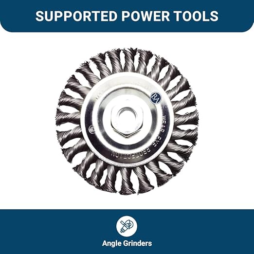 Benchmark Abrasives 4" x 3/16" Stringer Bead Wire Wheel with 5/8"-11 Thread, for Weld Cleaning, Weld Spatter Removal, Stripping, Deburring, Use with Angle Grinders - (4" x 3/16", Carbon)