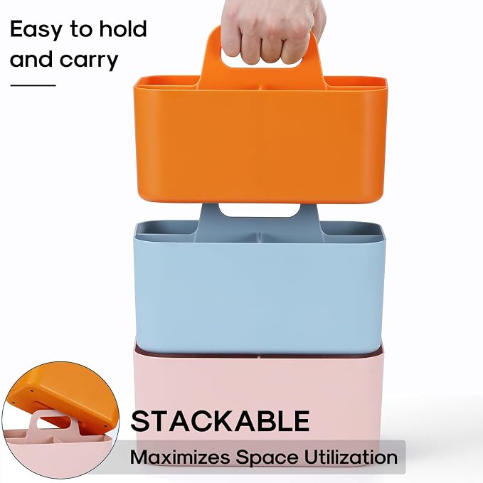 Multiuse Caddy Organizer with Handle, Portable Divided Plastic Tote Bin - Image 7