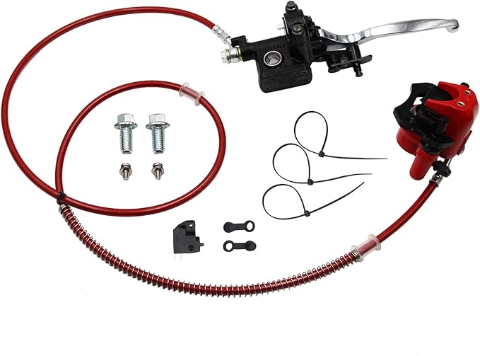 ATV Rear Hydraulic Brake Assembly Master Cylinder Caliper Pads for 50cc 70cc 90cc 110cc 125cc 150cc 200cc 250cc Go Kart Quad Dirt Bike Buggy