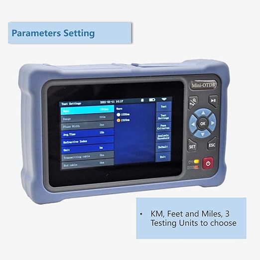 OTDR Fiber Tester 1310/1550nm 26/24dB with 4.3-inch Touch Screen, 11-in-1 OTDR SM with VFL OPM OLS Event Map RJ45, FC/UPC SC ST LC Connectors Included