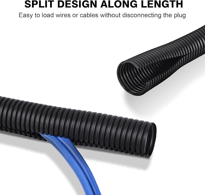 25ft - 1/4 inch Flame Retardant Split Wire Loom Tubing - Flexible Wire Covers - Image 2