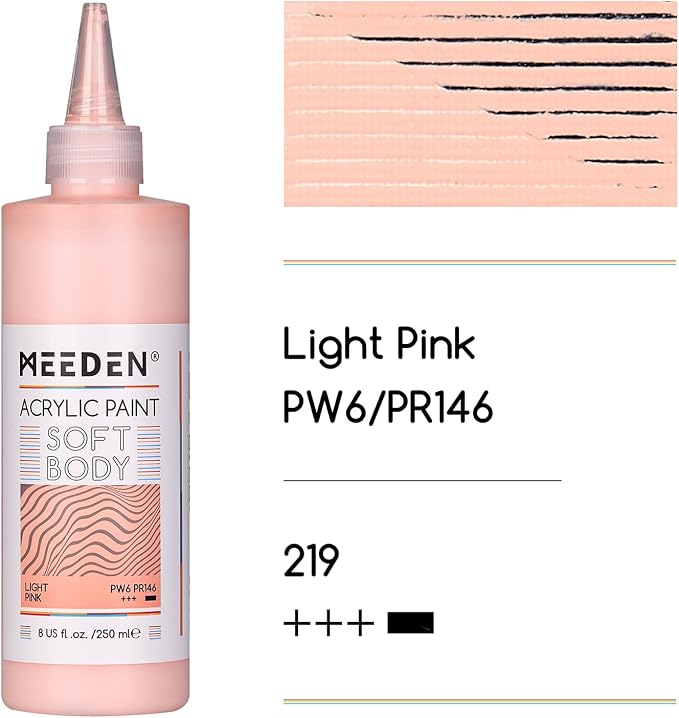 MEEDEN Soft Body Acrylic Paint: Light Pink Matte Finish - 250ml/8.45oz Bulk - Image 2