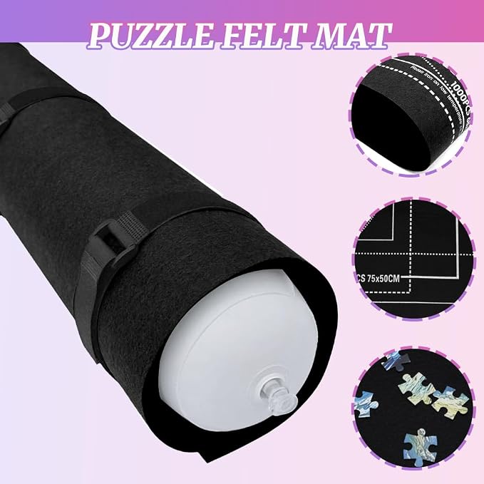 Puzzle Mat Roll Up for 1500 Pieces, Felt Puzzle Board Alternative Gift Set - Image 2