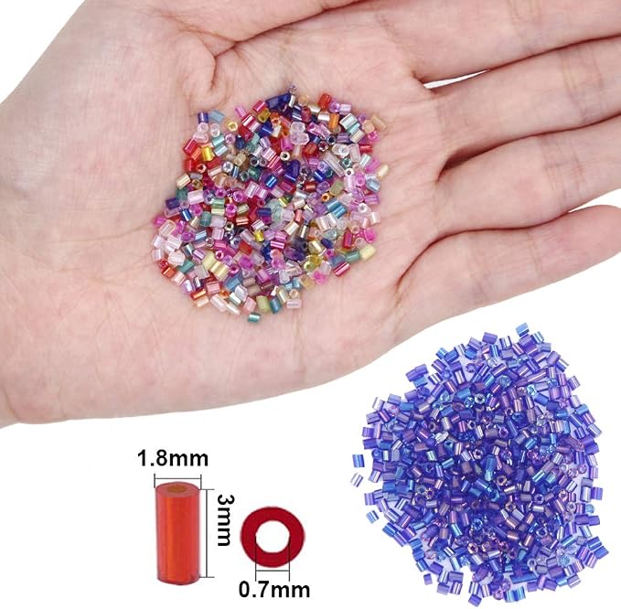 EuTengHao 14400pcs Tube Beads Bugle Glass Seed Beads, Small Craft Spacer Beads - Image 3