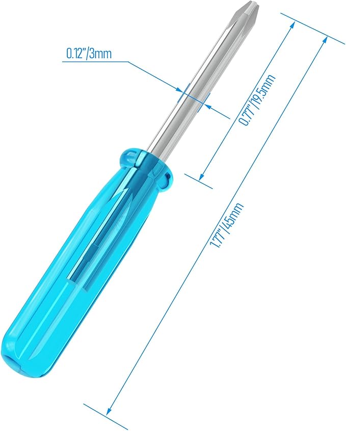 5PCS Mini Phillips Screwdriver, 3mm Cross Head with Blue Non-slip Handle for Small Appliances, 1.77"(45mm) Total Length, Non-magnetic