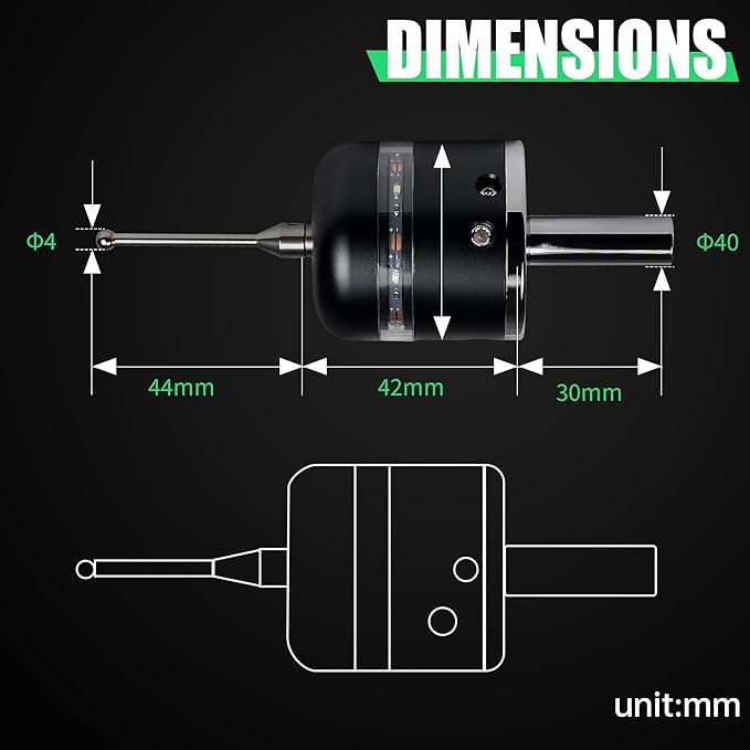 3D Touch Probe Edge Finder Trigger Finder,X Y Z Axis Measurement Centering Rod for Metals, Not Support the Detection of Insulation Materials and Insulating Spindle (Green light)