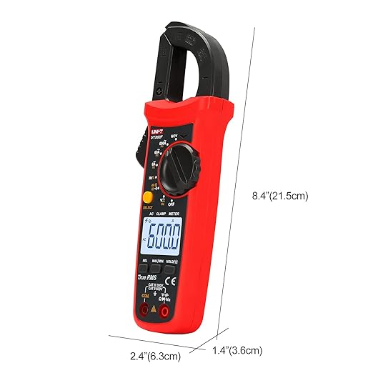 UNI-T UT202F Digital Clamp Meter AC Current TRMS Volt Ohm Amp Meter HVAC Clamp On Multimeter Auto Ranging 6000Counts AC Current Frequency NCV AC DC Voltage Frequency Resistance Continuity Diode Tester