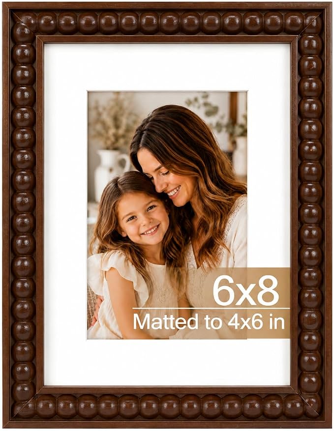 Solid Wood 6x8 Picture Frame Beaded Frame by QOTIB
