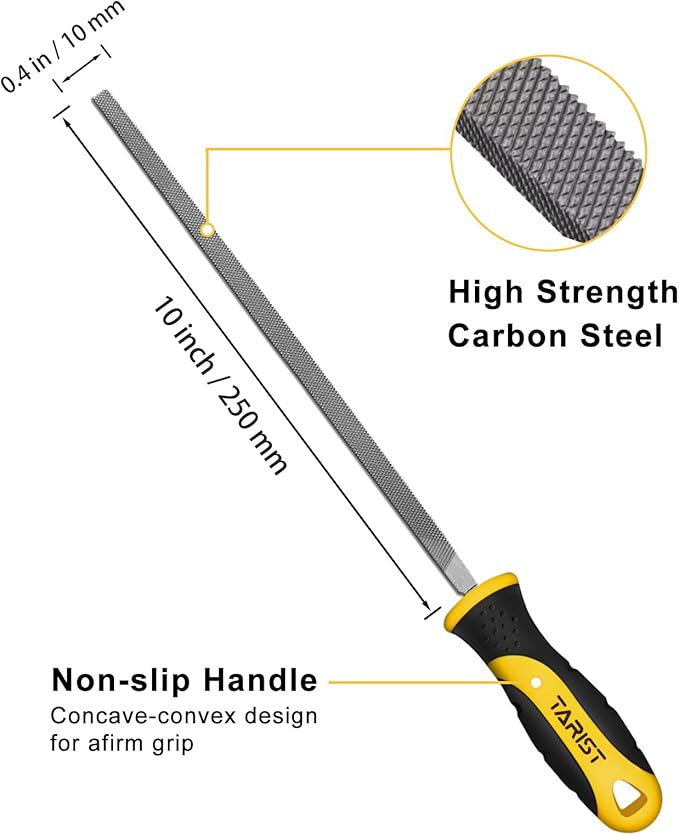 10 inch Square Metal File, Professional Carbon Steel file, Tool Sharpener for Professionals and DIY