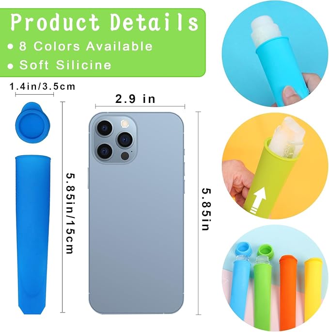 8 PCS Popsicles Molds, Reusable Multi Colors Popsicle Maker - Image 2