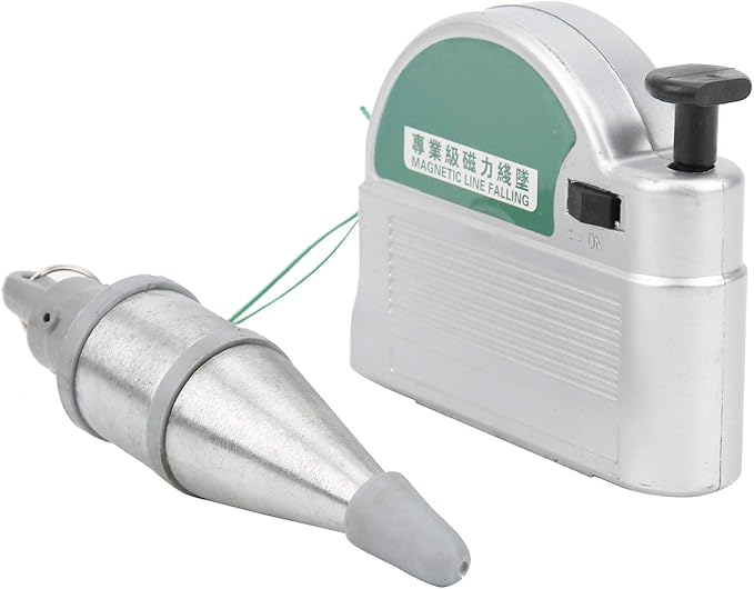 Plumb Bob, Alloy Steel Vertical Measuring Tool, Plumb Bob with Magnetic Recoil Cord Box for Woodworking (6 Meters)