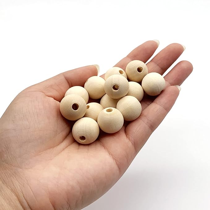 100pcs 18mm Wood Beads DIY Unfinished Round Wooden Loose Beads Natural Spacer - Image 6
