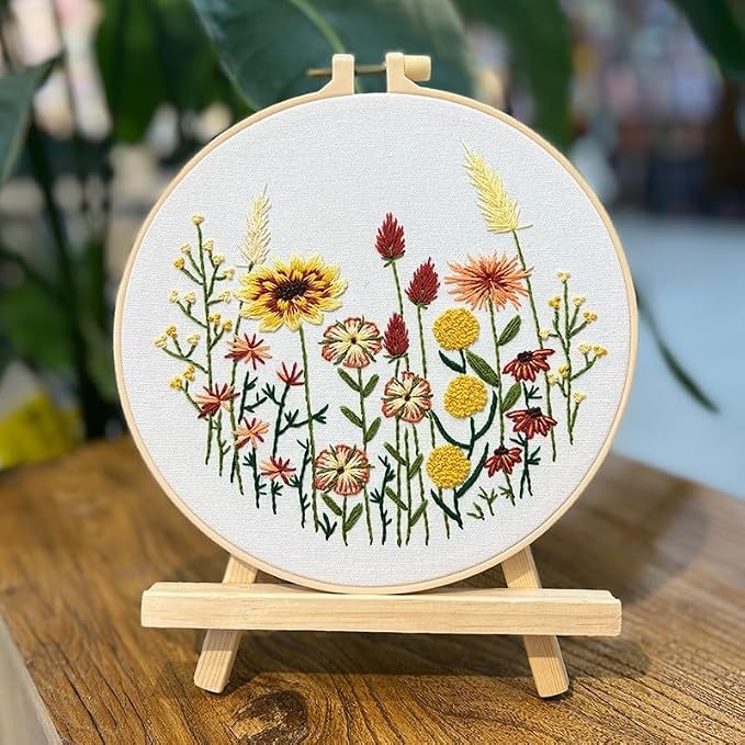 COCOMOX 5 Sets Floral Embroidery Practice Kits, Flower Pattern Embroidery Kit - Image 6