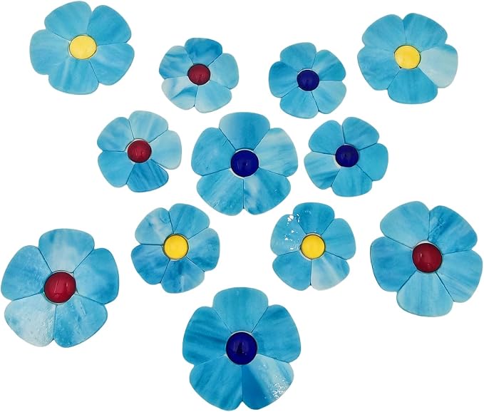 Esweny 12 Flower Stained Glass Mosaic Tiles by Esweny