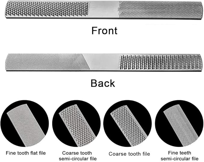 Wood Rasp File 4 Way Hand File and Round Rasp, Half Round Flat & Needle Files Wood Rasp Set for Sharping Wood and Metal Tools