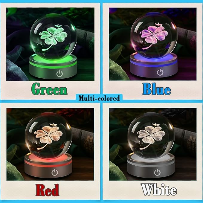 IFOLAINA Crystal Ball Lamp, 3D Four Leaf Clover K9 Decorative Night Light - Image 5
