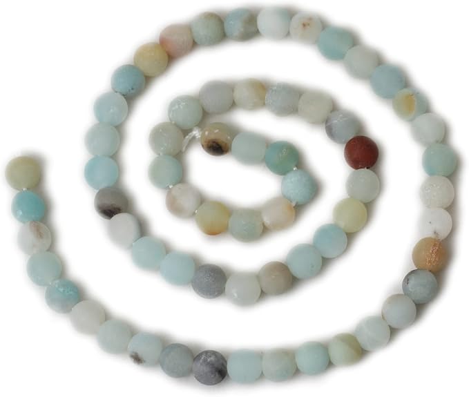 60PCS 6mm Natural Colorful Frosted Amazonite Gemstone Round Loose Beads Stone - Image 2
