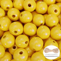150Pcs Yellow Wooden Beads - 18mm by SMANTA