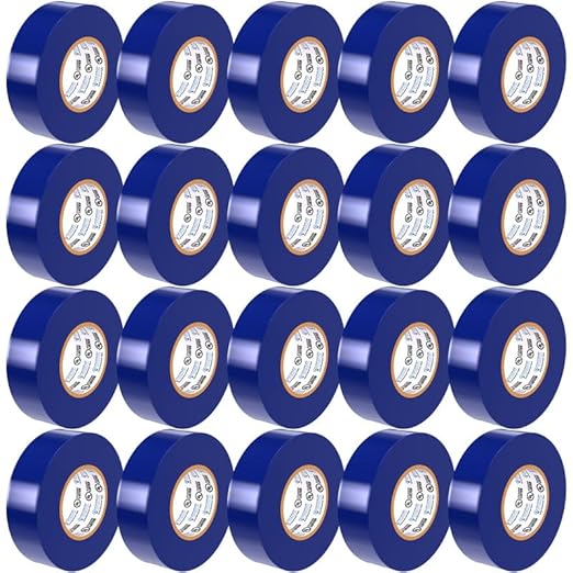 OHLECTRIC Professional Grade Vinyl Electrical Tape (20 Pack) Blue - 7 Mil Thick Flame-Retardant, Heat & Weather Resistant 3/4 Inch x 60 Feet | Ideal for Contractors & Electricians