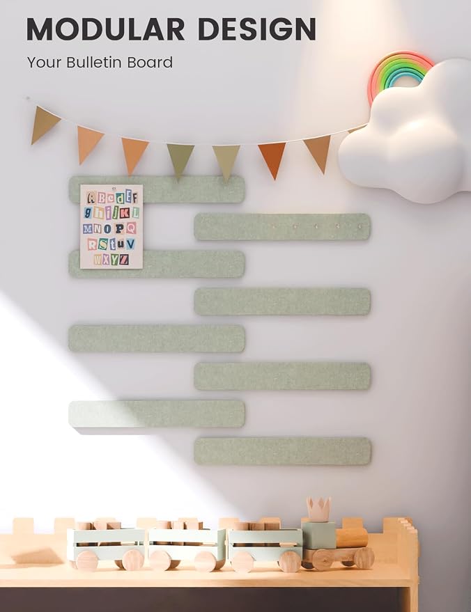 Fluxynara Cork Board Alternative Felt Strip Board 8-Pack 13"x2", Office Pin - Image 3