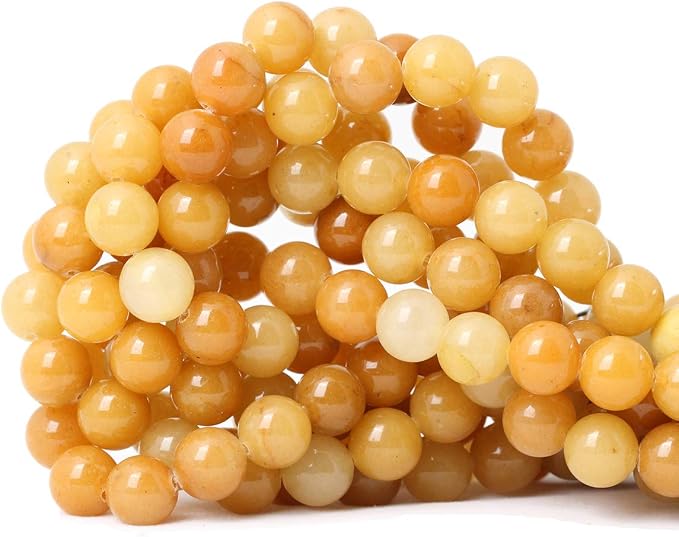35PCS 10mm Natural Yellow Jade Multi-Color Gemstone Round Loose Beads by CHEAVIAN