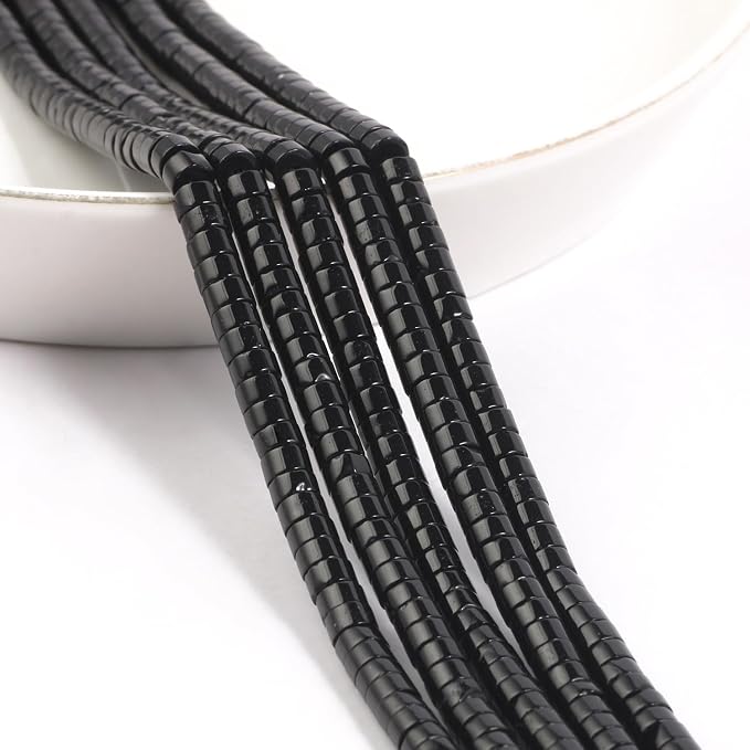 150Pcs 4×2mm Natural Black Onyx Spacer Stone Beads - Image 7