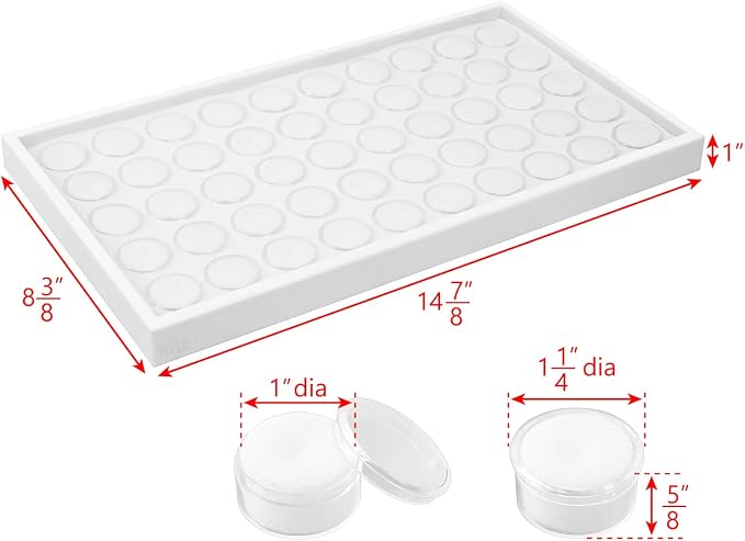Ikee Design 50 White Foam Gem and Bead Storage Jars Showcase Stackable Display - Image 2