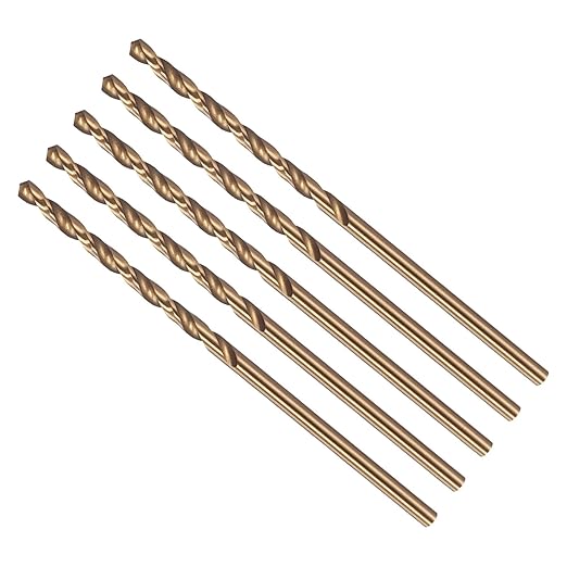 Drill Bit, #46 Cutting Diameter, 4341 HSS Gold Finish 118° Cutting Angle Number Jobber Bits - (Applications: for Drilling Soft Metal Plastic Wood), 5-Pieces