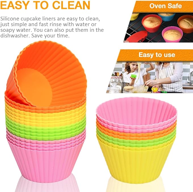 Extra Large Silicone Muffin Cups 24 Pack | Non-stick, - Image 4