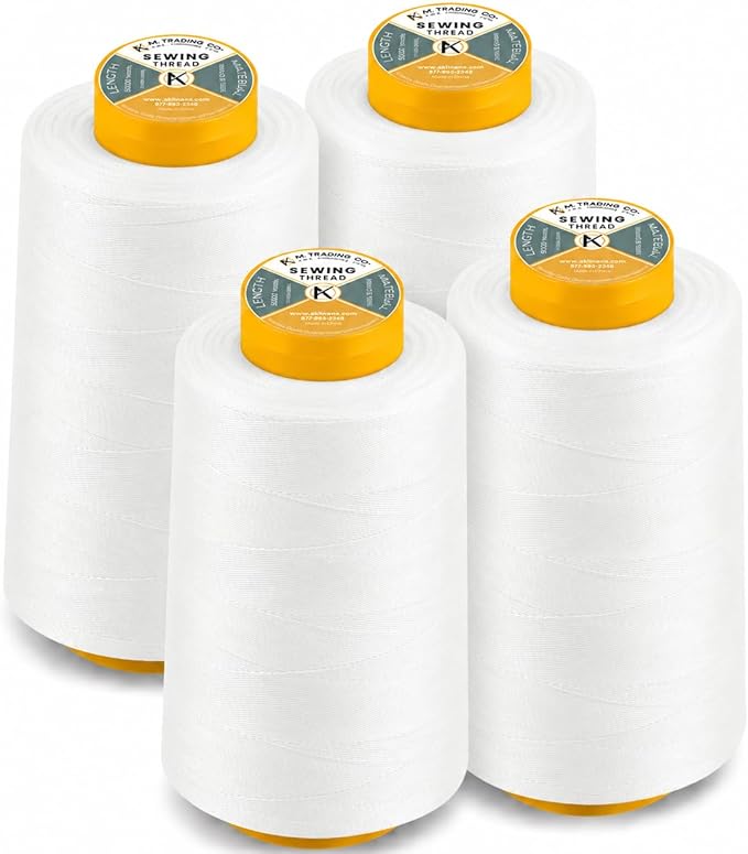 AK Trading 4-Pack White All Purpose Sewing Thread Cones of High Tensile by Fabrics%7CEventDecor%7CCrafts%7CUpholsteryFoam