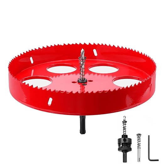 8.46 inch / 215mm Hole Saw with 1 Pc SDS Plus Arbor and 1 Pc Hex Shank Arbor,HSS Bi-Metal Hole Drilling Cutter for Wood Boards Plastic and Thin Metal (8.46 inch / 215mm)