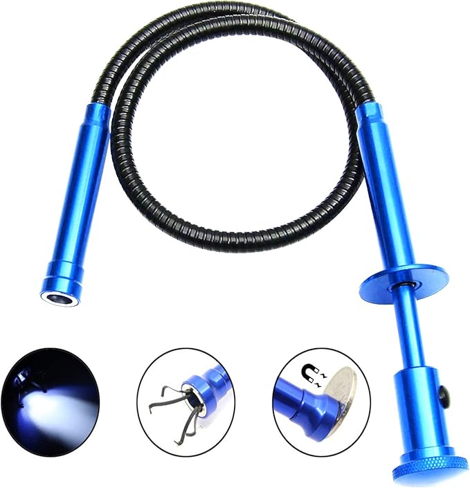 Telescoping inspection mirror with LED lights，Flexible Claw Grabber Tool Magnetic 4 Claw Picker. Combination tool set. Easy to extendable observe and grab the items in the gap picker upper grabber