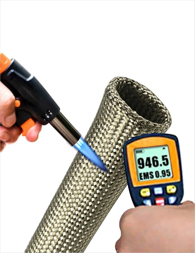 Heat Shield Sleeve Fuel Line Heat Shield Auto Hose Spark Plug Wire Cover Protectors Boots Roll 2500 Degree for Car&Auto Wire Loom Brake Cable (3/4" IDX10FT, Titanium)