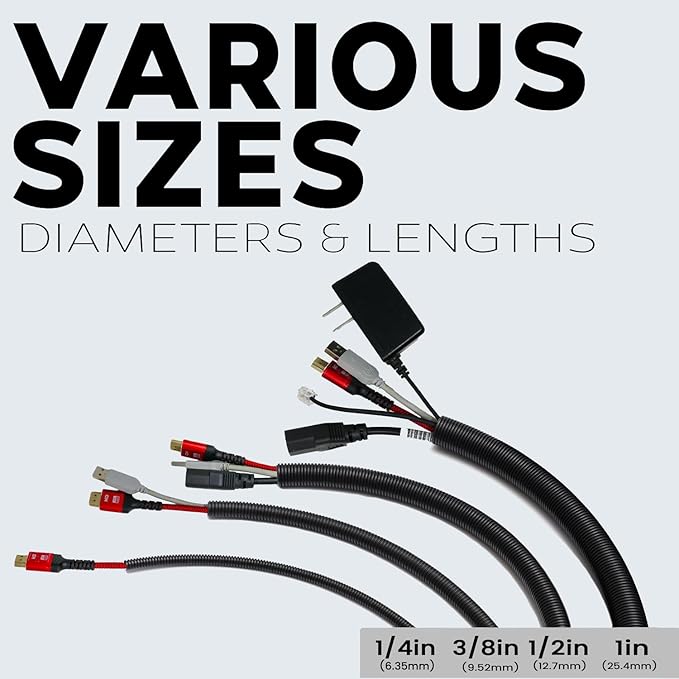 BEST CONNECTIONS (3/8" x 100 ft) Split Wire Loom Flex-Guard Convoluted Tubing Protective Split Cable Sleeves for Automotive Home Industrial Electrical Wires Chemical Resistant Conduit Black