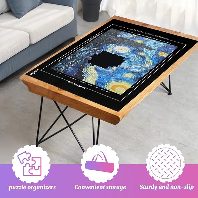 Puzzle Mat Roll Up for 1500 Pieces, Felt Puzzle Board Alternative Gift Set - Image 4