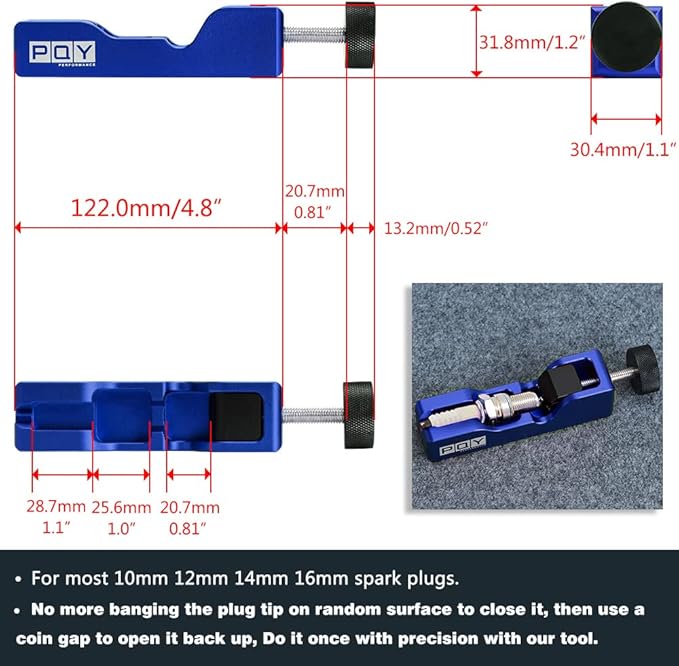 Universal Spark Plug Gap Tool for Most 10mm 12mm 14mm 16mm Spark Plugs Blue