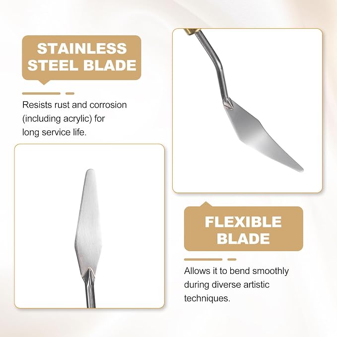 HARFINGTON Palette Knife Painting Tool 1.77" x 0.47" Stainless Steel Teardrop - Image 4