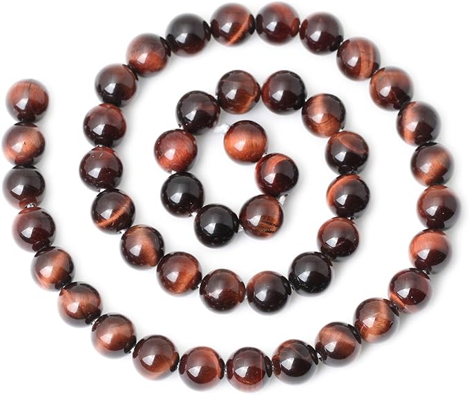 45PCS 8mm Natural Red Tiger Eye Gemstone Round Loose Beads - Image 2