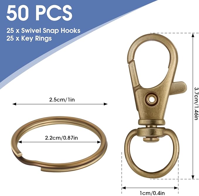 50 PCS in 25 Sets, Metal Swivel Lobster Claw Clasps, Keychain Clasp - Image 2
